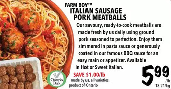 Farm Boy Farm boy italian sausage pork meatballs offer