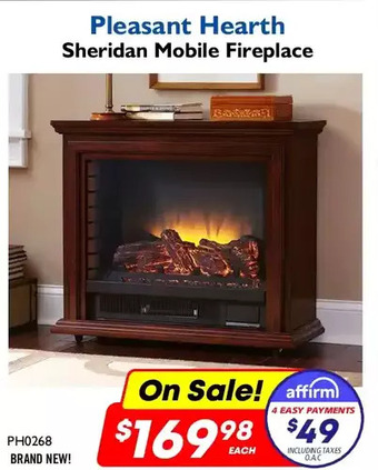 Factory Direct Pleasant hearth sheridan mobile fireplace offer