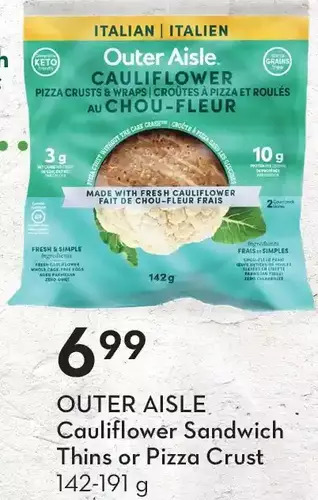Sobeys Outer aisle cauliflower sandwich thins or pizza crust offer
