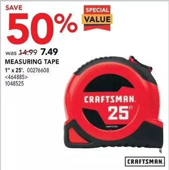 Lowe's Craftsman measuring tape offer