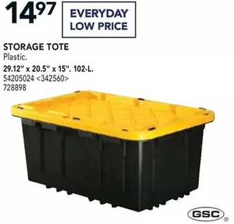 Lowe's Gsc storage tote 29.12" x 20.5" x 15". 102-l offer