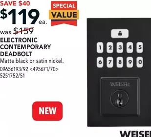 RONA Weiser electronic contemporary deadbolt offer