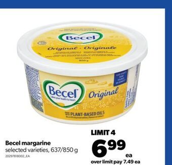 Real Canadian Superstore Becel margarine, 637/850 g offer