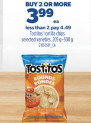 Real Canadian Superstore Tostitos® tortilla chips, 205-300 g offer