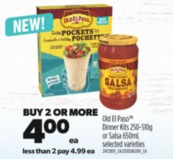 Real Canadian Superstore Old el pasotm dinner kits 250-510g or salsa 650ml offer