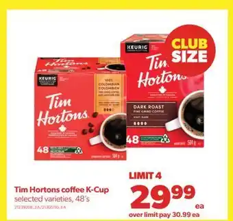 Real Canadian Superstore Tim hortons coffee k-cup, 48's offer