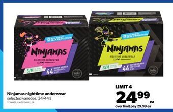Real Canadian Superstore Ninjamas nighttime underwear, 34/44's offer