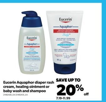 Real Canadian Superstore Eucerin aquaphor diaper rash cream, healing ointment or baby wash and shampoo offer