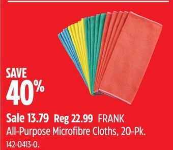 Canadian Tire Frank all-purpose microfibre cloths, 20-pk offer