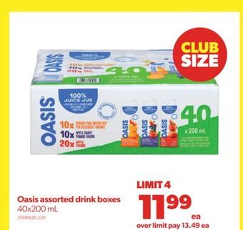 Real Canadian Superstore Oasis assorted drink boxes, 40x200 ml offer