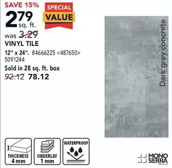 RONA Mono serra vinyl tile offer