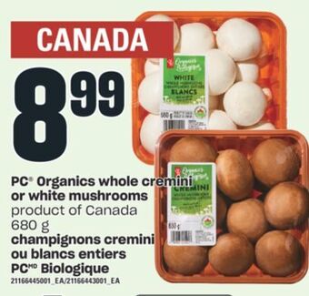 Independent Grocer Pc® organics whole cremini or white mushrooms, 680 g offer