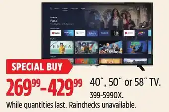 Canadian Tire Skyworth 40˝, 50˝ or 58˝ tv offer