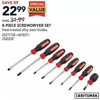 RONA Craftsman 8-piece screwdriver set offer