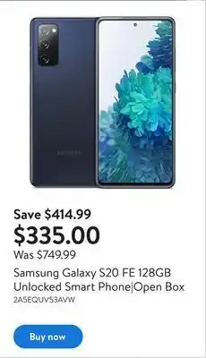 Walmart Samsung galaxy s20 fe 128gb unlocked smart phone|open box offer