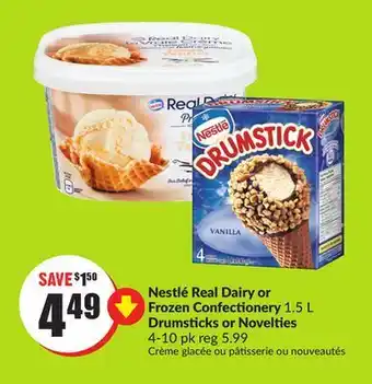 Chalo FreshCo Nestlé real dairy or frozen confectionery 1.5 l drumsticks or novelties 4-10 pk offer