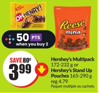 Chalo FreshCo Hershey's multipack 172-232 g or hershey's stand up pouches 165-290 g offer