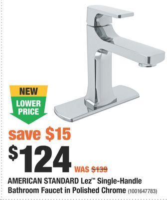 Home Depot American standard lez™ single-handle bathroom faucet in polished chrome offer