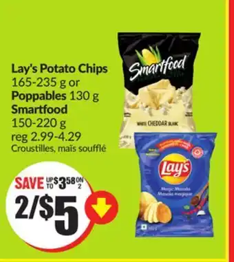 Chalo FreshCo Lay's potato chips 165-235 g or poppables 130 g smartfood 150-220 g offer