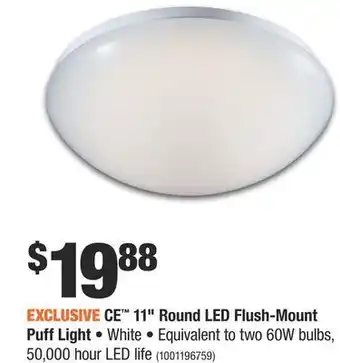 Home Depot Ce™ 11" round led flush-mount puff light offer