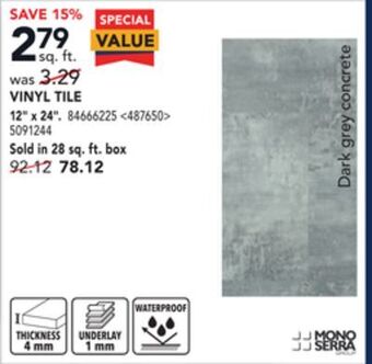 RONA Mono serra vinyl tile 12" x 24" offer