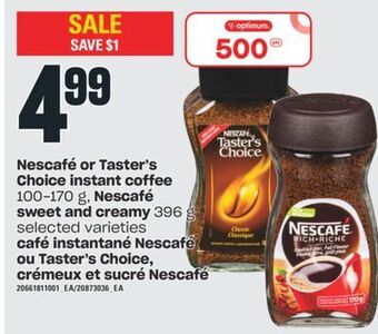 Valu-mart Café instantané nescafé ou taster's choice, crémeux et sucré nescafé offer