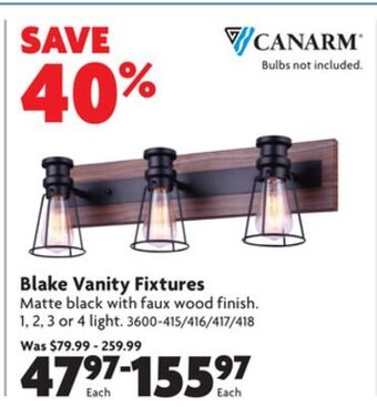 Home Hardware Blake vanity fixtures offer