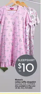 Giant Tiger Carisma women's cotton ruffle sleepshirt offer