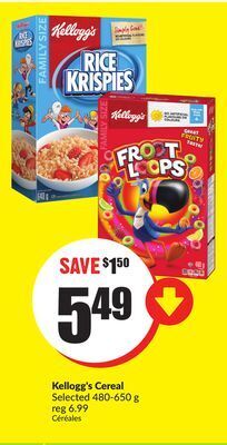 FreshCo Kellogg's cereal selected 480-650 g offer