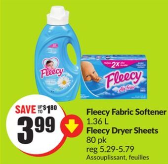 FreshCo Fleecy fabric softener 1.36 l fleecy dryer sheets 80 pk offer