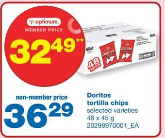 Wholesale Club Doritos tortilla chips, 48 x 45 g offer