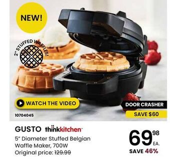 Stokes Gusto 5" diameter stuffed belgian waffle maker offer