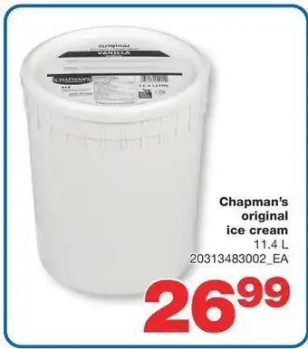 Wholesale Club Chapman's original ice cream, 11.4 l offer