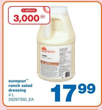 Wholesale Club Sunspun™ ranch salad dressing, 4 l offer