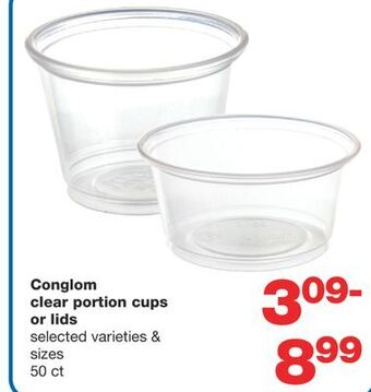 Wholesale Club Conglom clear portion cups or lids, 50 ct offer
