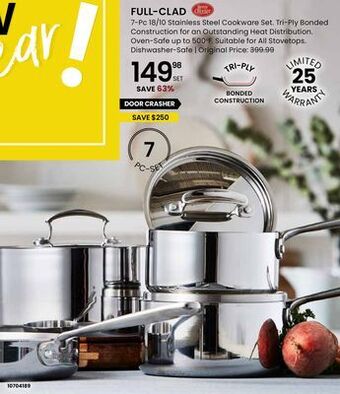 Stokes Full-clad 7-pc 18/10 stainless steel cookware set offer