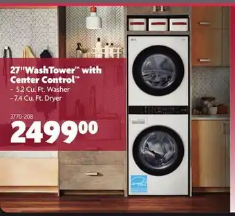 Home Hardware 27" washtower™ with center control™ - 5.2 cu. ft. washer - 7.4 cu. ft. dryer offer