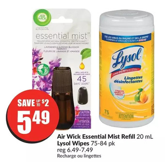 FreshCo Air wick essential mist refill | lysol wipes offer