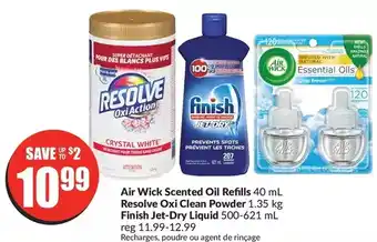 FreshCo Air wick scented oil refills, resolve oxi clean powder, finish jet-dry liquid offer