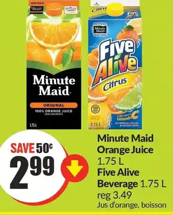 FreshCo Minute maid orange juice | five alive beverage offer