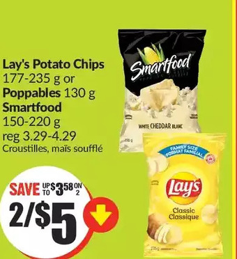 FreshCo Lay's potato chips or poppables | smartfood offer