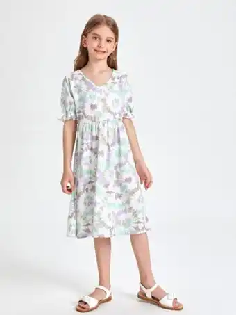 SheIn Shein girls tie dye flounce sleeve dress offer
