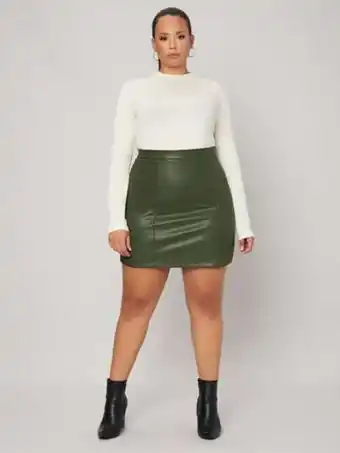 SheIn Shein unity plus high waist pu leather skirt offer