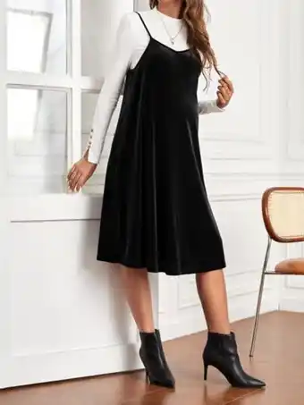 SheIn Shein maternity button detail tee & velvet cami dress offer