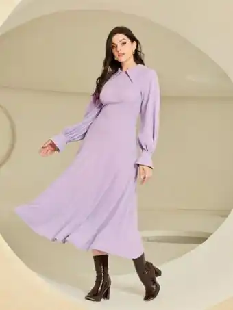 SheIn Shein x roaa solid zip back flounce sleeve dress offer