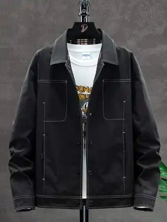 SheIn Men button front top-stitching jacket without tee offer