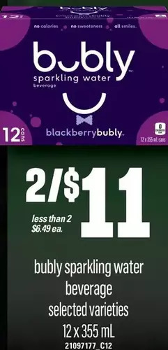 Loblaws Bubly sparkling water beverage offer