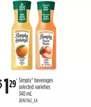 Loblaws Simply beverages offer