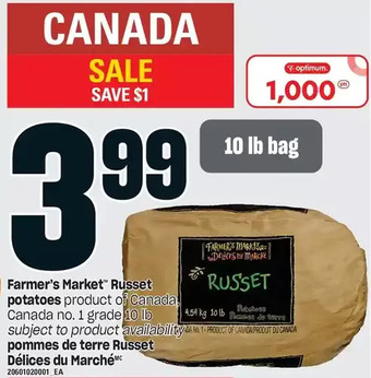 Independent Grocer Farmer's market russet potatoes offer