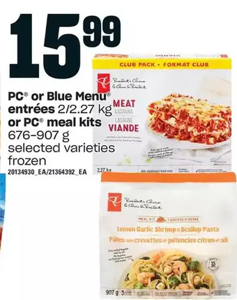 Independent Grocer Pc or blue menu entrees or pc meal kits offer